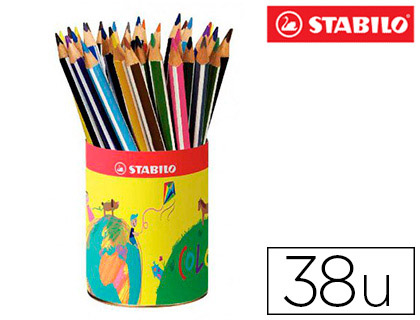 CRAYON COULEUR STABILO TRIO LONG BOIS TRIANGULAIRE 175MM MINE LARGE SOUPLE 4MM POT MTAL 38U