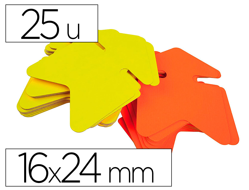 TIQUETTE APLI AGIPA CARTON CLAT NON EFFAABLE 16X24MM JAUNE/ORANGE FLUO PAQUET 25 UNITS