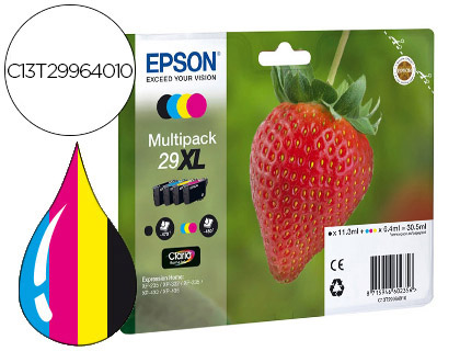 CARTOUCHE EPSON T2996 JET D'ENCRE C13T29964010 PACK 4 ENCRES
