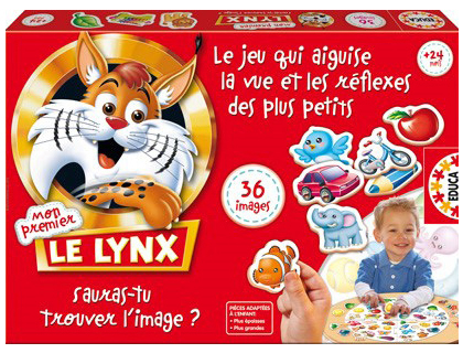 JEU MON PREMIER LYNX CONTIENT PLATEAU CIRCULAIRE 36 CARTES IMAGES ANIMAUX 1 BOTE  ASSEMBLER 2/4 JOUEURS