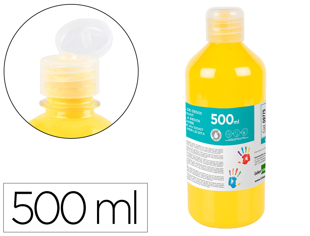 GOUACHE DOIGT LIDERPAPEL LIQUIDE LAVABLE BASE EAU      COLORIS JAUNE FLACON DE 125ML