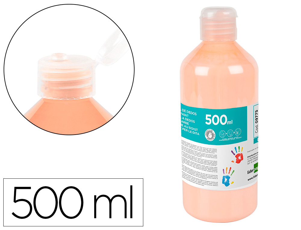 GOUACHE DOIGT LIDERPAPEL LIQUIDE LAVABLE BASE EAU      COLORIS CHAIR FLACON DE 125ML