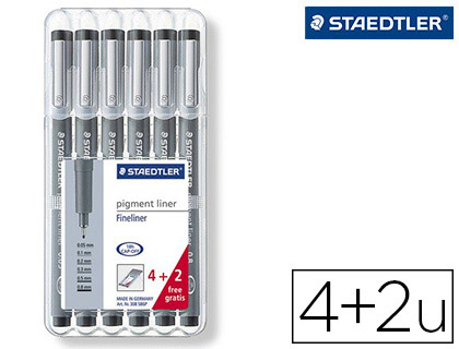 STYLO-FEUTRE STAEDTLER PIGMENT LINER TECHNIQUE 0.05MM 0.1MM 0.2MM 0.3MM 0.5MM 0.8MM NOIRE POINTE CALIBRE TUI 4+2U