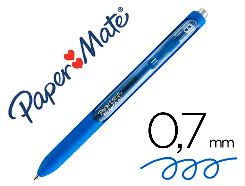 STYLO-BILLE PAPER MATE INKJOY GEL RTRACTABLE CRITURE MOYENNE 0.7MM ENCRE DOUCE GRIP COLORIS BLEU