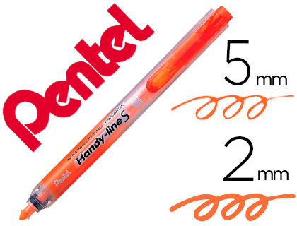 SURLIGNEUR PENTEL HANDY LINE S RTRACTABLE RECHARGEABLE POINTE BISEAUTE 1/3.6MM CORPS FIN ENCRE ORANGE