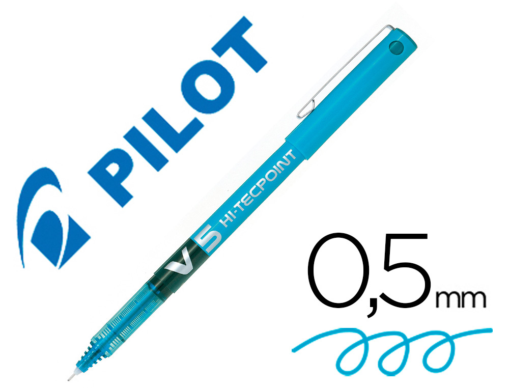 STYLO PILOT V5 CRITURE FINE 0.3MM CLIP MTAL ENCRE LIQUIDE NIVEAU VISIBLE POINTE INDFORMABLE COLORIS TURQUOISE
