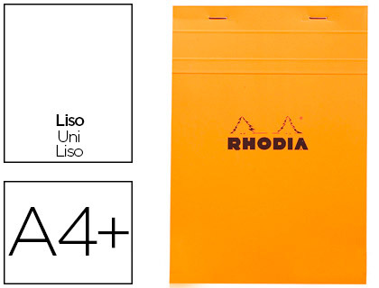 BLOC BUREAU RHODIA A4+ PAPIER VÉLIN SURFIN COUVERTURE ENDUITE ENVELOPPANTE 210X297MM 80F DÉTACHABLES 80G ORANGE