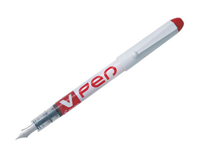 STYLO-PLUME PILOT V PEN JETABLE POINTE MOYENNE RGULATEUR DBIT ENCRE LIQUIDE VISIBLE COLORIS ROUGE