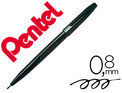 STYLO-FEUTRE PENTEL SIGN PEN AQUARELLABLE CRITURE LARGE 0.8MM POINTE FIBRE ACRYLIQUE ENCRE SOLUBLE EAU COLORIS NOIR