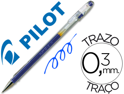 STYLO-BILLE PILOT G1 5 CRITURE FINE 0.3MM ENCRE GEL RECHARGEABLE CORPS TRANSLUCIDE COLORIS BLEU