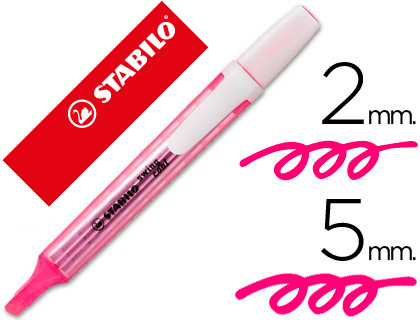 SURLIGNEUR STABILO SWING COOL MODLE DE POCHE AVEC AGRAFE TRAC 1/3MM ENCRE LIQUIDE PIGMENTE VISIBLE COLORIS ROSE