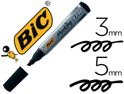 MARQUEUR BIC PERMANENT MARKING 2300 POINTE BISEAUTE TRAC 3/5MM CORPS PLASTIQUE ENCRE BASE ALCOOL COLORIS NOIR