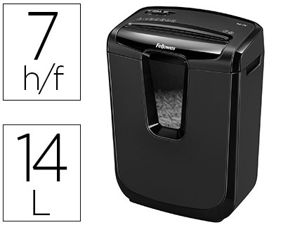 DESTRUCTEUR FELLOWES M-7C 230V EU OCCASIONNEL COUPE CROISE 4X46MM DTRUIT TROMBONES CB 14L 387X320X185MM 4.08KG