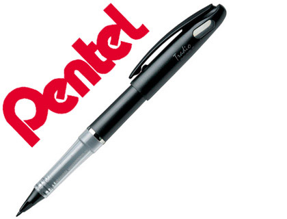 STYLO-FEUTRE PENTEL TRADIO PLUME DESSIN CRITURE POINTE POLYACTATE SOUPLE ENCRE LIQUIDE NOIRE RECHARGEABLE