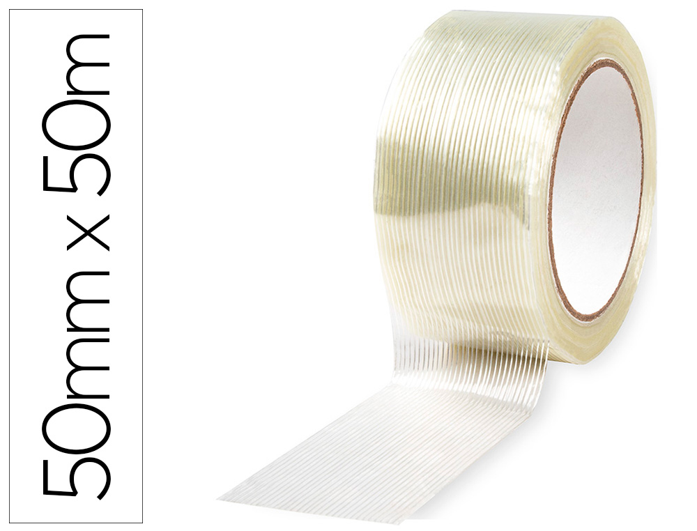 RUBAN ADHESIF ARME Q-CONNECT IMPERMEABLE FILS POLYESTER    POUR RENFORCER EMBALLAGES     PRODUITS TRES LOURDS 50MMX50M