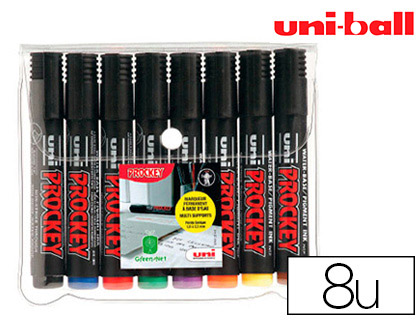 MARQUEUR UNIBALL UNI PROCKEY PERMANENT POINTE OGIVE TRAC 1.8MM ENCRE SANS ALCOOL CORPS PLASTIQUE POCHETTE 8 UNITS