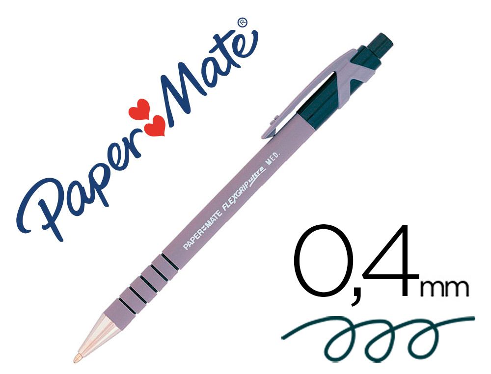 STYLO-BILLE PAPER MATE FLEXGRIP ULTRA CRITURE MOYENNE 0.7MM ENCRE DOUCE CORPS STRI ANTI-GLISSE RTRACTABLE NOIR