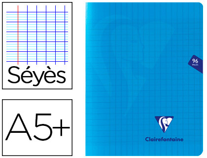 CAHIER PIQU CLAIREFONTAINE MIMESYS COUVERTURE POLYPROPYLNE A5+ 17X22CM 96 PAGES 90G RGLURE SYS COLORIS BLEU