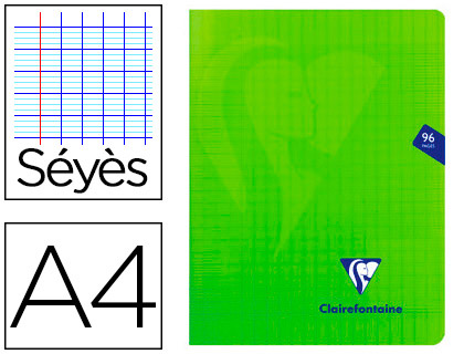 CAHIER PIQU CLAIREFONTAINE MIMESYS COUVERTURE POLYPROPYLNE A4 21X29,7CM 96 PAGES 90G RGLURE SYS COLORIS VERT