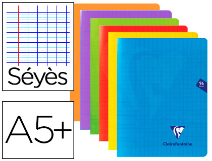 CAHIER PIQU CLAIREFONTAINE MIMESYS COUVERTURE POLYPROPYLNE A5+ 17X22CM 96 PAGES 90G RGLURE SYS INCOLORE