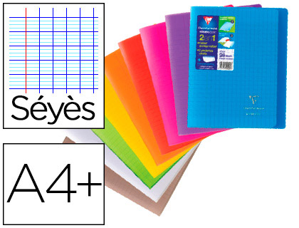 CAHIER PIQU CLAIREFONTAINE KOVERBOOK COUVERTURE PROTECTRICE PP TRANSPARENT 2 RABATS A4+ 24X32CM 96 PAGES 90G SYS
