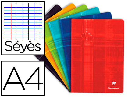 CAHIER PIQU CLAIREFONTAINE A4 21X29,7CM 48 PAGES 90G RGLURE SYS COLORIS ASSORTIS