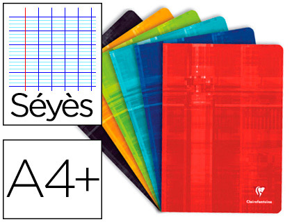 CAHIER PIQU CLAIREFONTAINE A4+ 24X32CM 48 PAGES 90G RGLURE SYS COLORIS ASSORTIS