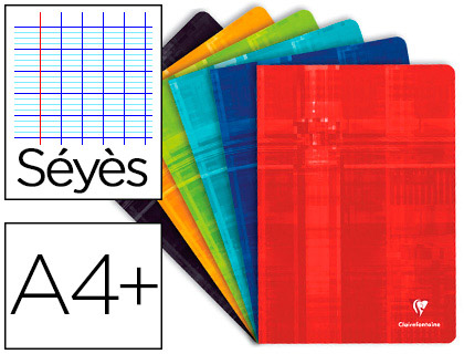 CAHIER PIQU CLAIREFONTAINE A4+ 24X32CM 192 PAGES 90G RGLURE SYS COLORIS ASSORTIS