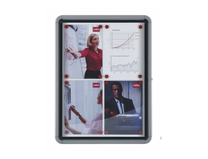 VITRINE AFFICHAGE NOBO EXTRIEUR FOND MTAL MAGNTIQUE FAADE VERRE SERRURE 4 FEUILLES A4 59,5X67X4,5CM