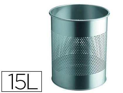 CORBEILLE  PAPIER DURABLE MTAL ACIER REVTEMENT POXY POLYESTER 15L HAUTEUR 315MM DIAMTRE 260MM COLORIS ARGENT AJOUR