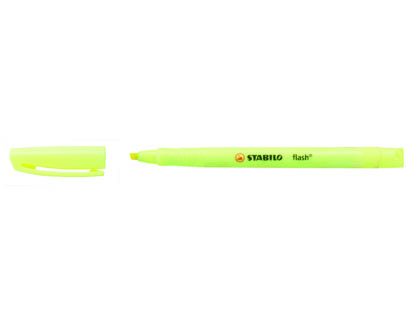 SURLIGNEUR STABILO FLASH TRACÉ 1/3.5MM POINTE BISEAUTÉE AGRAFE FORMAT STYLO COULEUR JAUNE