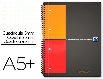 CAHIER OXFORD ACTIVEBOOK RELIURE INTGRALE B5 17,6X25CM 160 PAGES 80G QUADRILLAGE 5MM