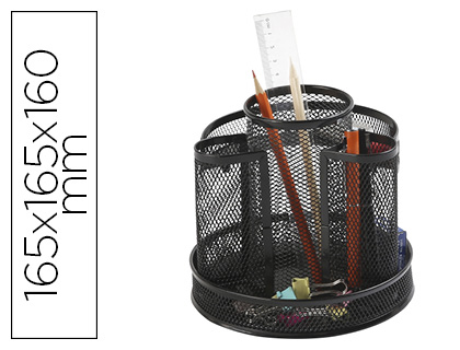 ORGANISEUR BUREAU Q-CONNECT ROTATIF MAILLE MTALLIQUE 8 COMPARTIMENTS DIAM. 165X160MM COLORIS NOIR