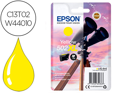 CARTOUCHE EPSON JET D'ENCRE 502 XL EXPRESSION HOME XP 5100/5105 WORKFORCE WF2860/2860DWF COULEUR JAUNE 470P
