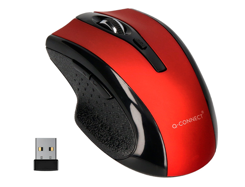SOURIS Q-CONNECT SANS FIL OPTIQUE 1000DPI RECEPTEUR USB 2,4GHZ COLORIS ROUGE