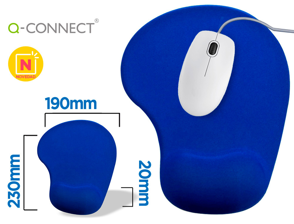 TAPIS SOURIS Q-CONNECT REPOSE-POIGNET MOUSSE         AUGMENTE CONFORT FACILEMENT   NETTOYABLE COLORIS BLEU