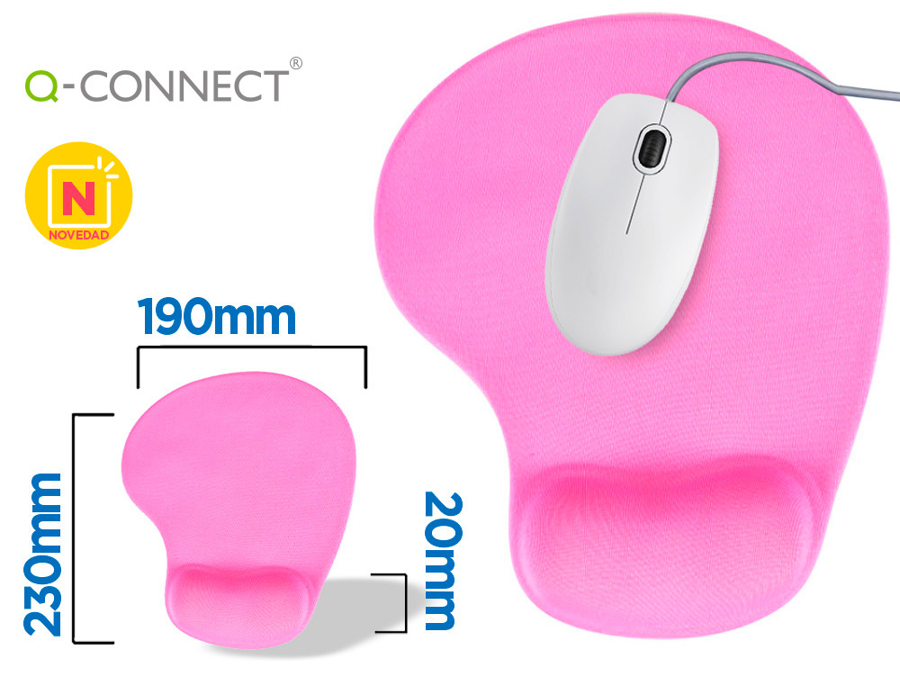 TAPIS SOURIS Q-CONNECT REPOSE-POIGNET MOUSSE         AUGMENTE CONFORT FACILEMENT   NETTOYABLE COLORIS ROSE