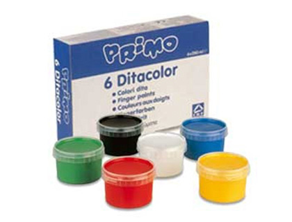 GOUACHE DOIGT PRIMO COLORIS ASSORTIS - POT 250G SET DE 6  UNITES