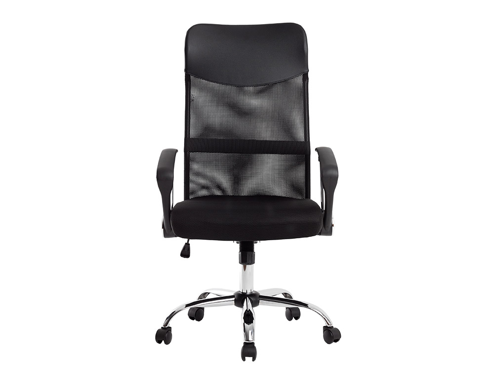 CHAISE DIRECTION Q-CONNECT IMITATION CUIR ET MAILLE BASE METAL MAXIMUM SUPPORTE 130KG  1110+100X640X610MM NOIR