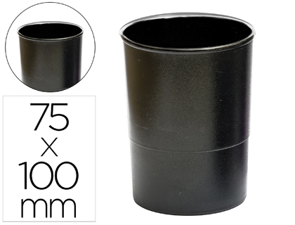 POT A CRAYONS Q-CONNECT PLASTIQUE HAUTEUR 100MM DIAMTRE 75MM COLORIS NOIR OPAQUE