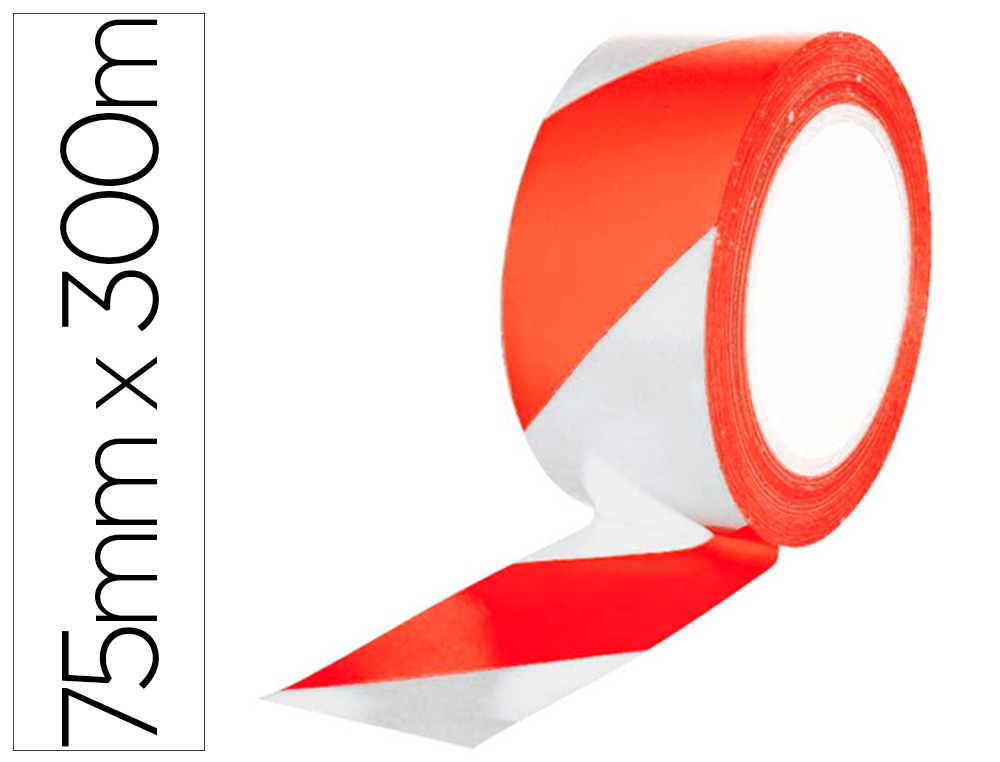 RUBAN BALISAGE Q-CONNECT NON ADHESIF TRES RESISTANT        75MMX300M COLORIS ROUGE/BLANC