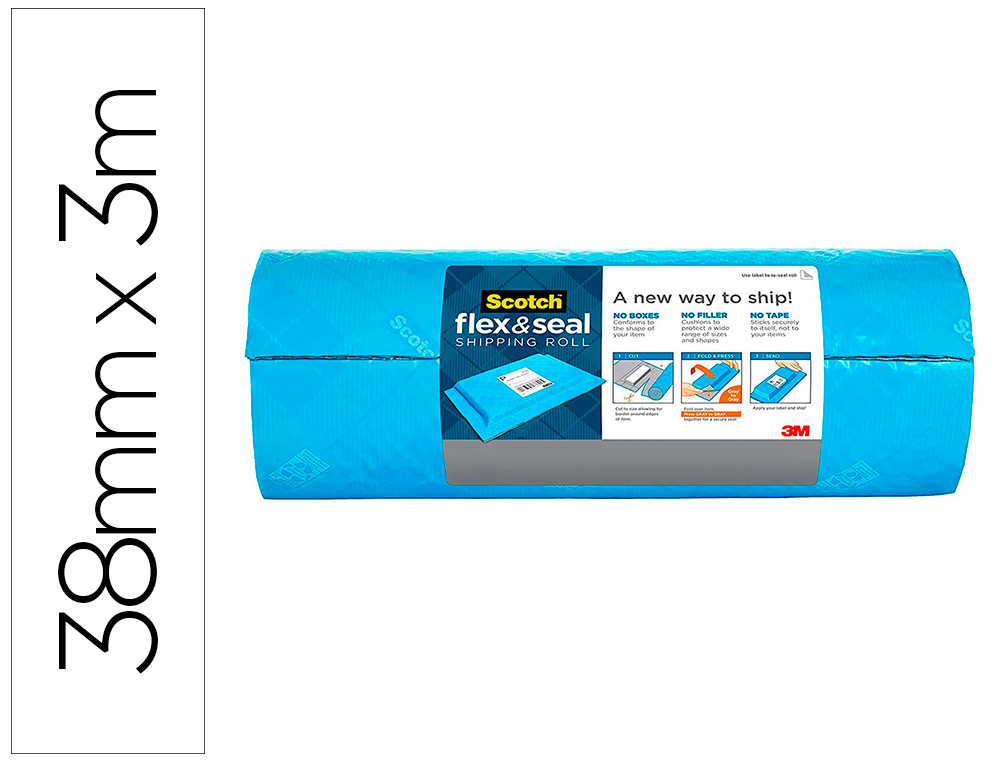 ROULEAU D'EMBALLAGE POUR EXPEDITION 3M FLEX AND SEAL   ADHESIF SANS COLLER 38CMX3M