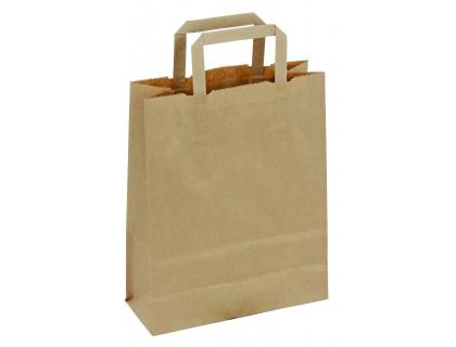 SAC KRAFT 90G/M2 POIGNEES PLATES 32X16X42CM PAQUET 50   UNITES COLORIS BRUN