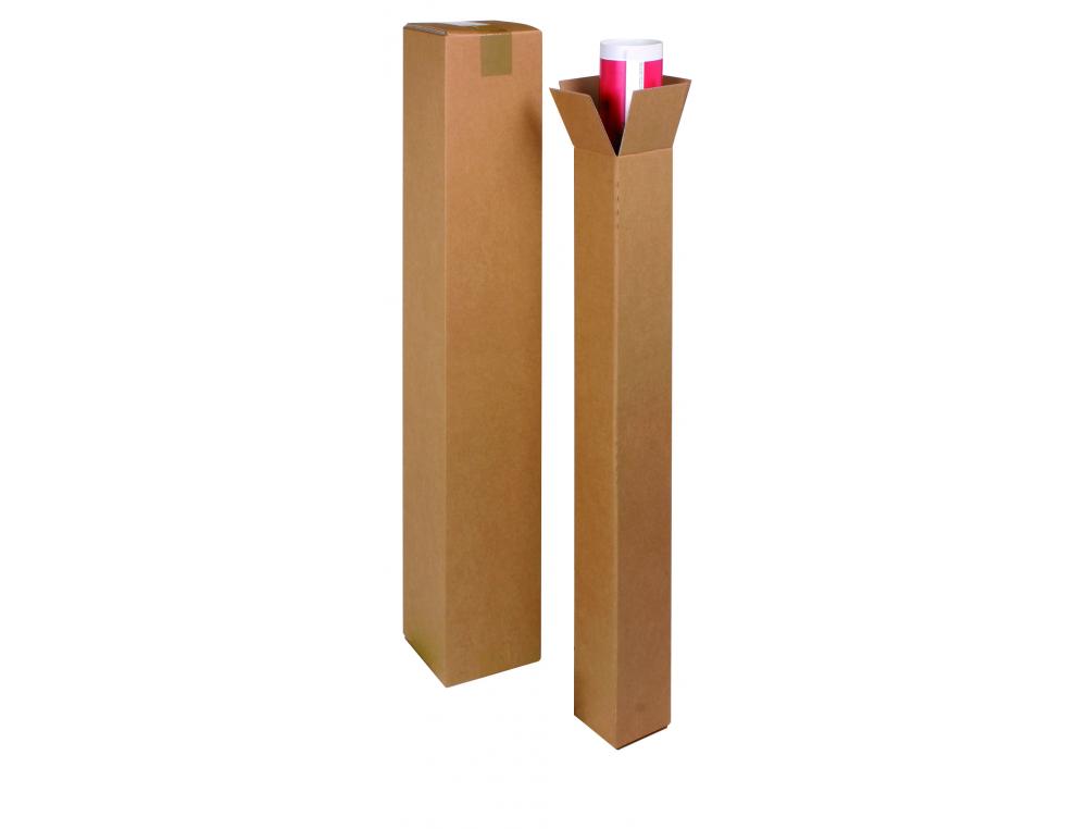 TUBE D EXPEDITION CARRE CARTON KRAFT SIMPLE CANNELURE PROTECTION RENFORCEE AUX      EXTREMITES 15X15X80CM