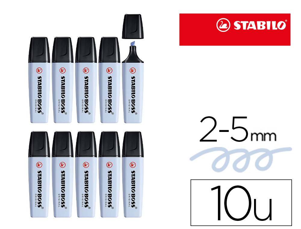 SURLIGNEUR STABILO BOSS ORIGINAL PASTEL ENCRE BASE    EAU POINTE BISEAUTEE LARGEUR  TRACE 2/5MM COLORIS NUAGE DE
