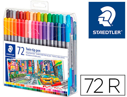ETUI DE 72 FEUTRES DE COLORIAGE STAEDTLER 3200      DESIGN JOURNEY DOUBLE POINTE  3,0MM/0,5-0,8MM ASSORTIS