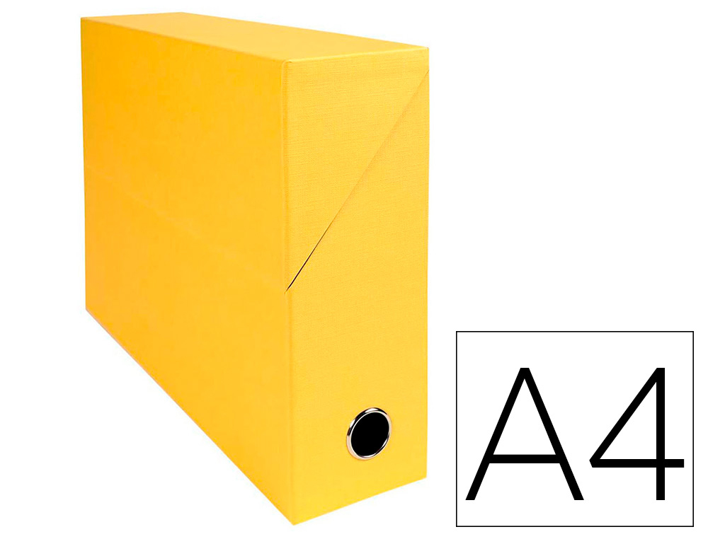 BOITE TRANSFERT EXACOMPTA IDERAMA CARTON  RECOUVERT     PAPIER TOILE 15/10E A4        25X33CM DOS 90MM OEILLET JAUNE