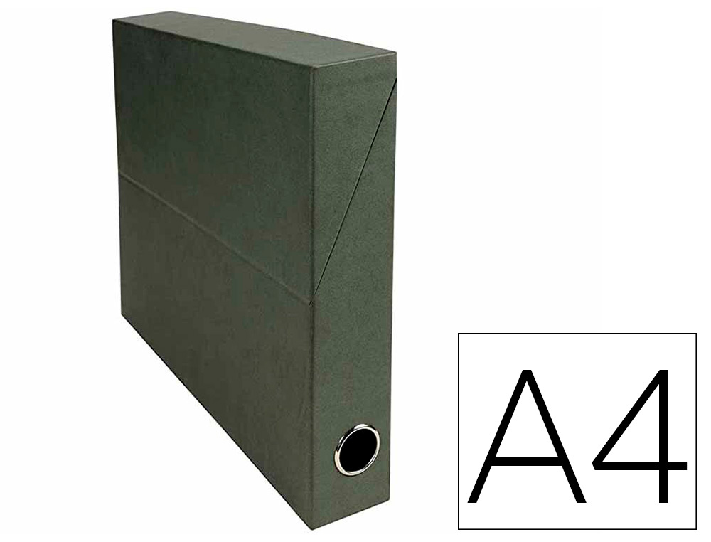 BOITE TRANSFERT EXACOMPTA NATURAL CARTON PAPIER TOILE   14/10E 25X33CM  DOS 50MM      OEILLET PREHENSION VERT