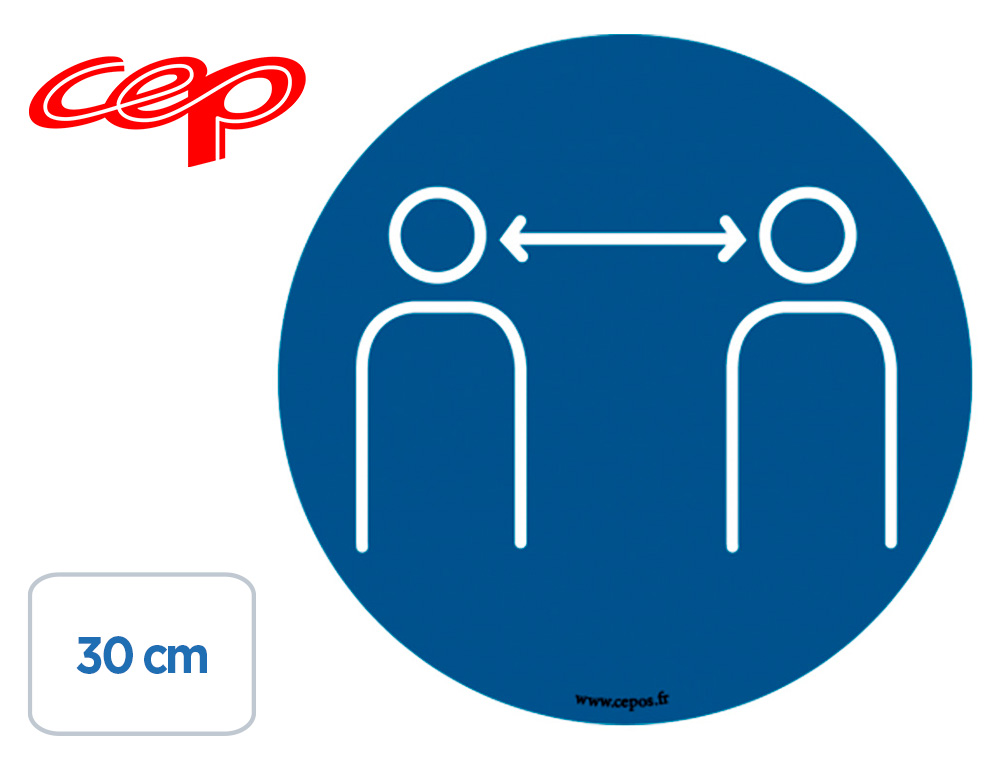 STICKERS CEP DE SIGNALISATION RESPECTER LES DISTANCES DE    SECURITE MURAL DIAMETRE 30CM