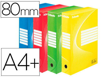 BOÎTE ARCHIVES ESSELTE VIVIDA CARTON ONDULÉ RECYCLABLE A4 2 50X80X352MM PAROIS DOUBLES DOS 80MM LIVRÉ PLAT ASS - 10 UN